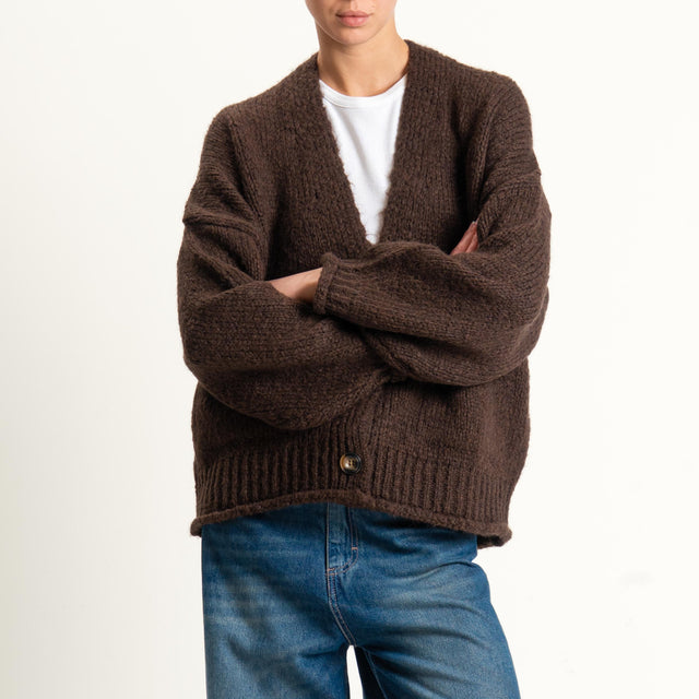 Vicolo-Cardigan misto alpaca con tasche - moro