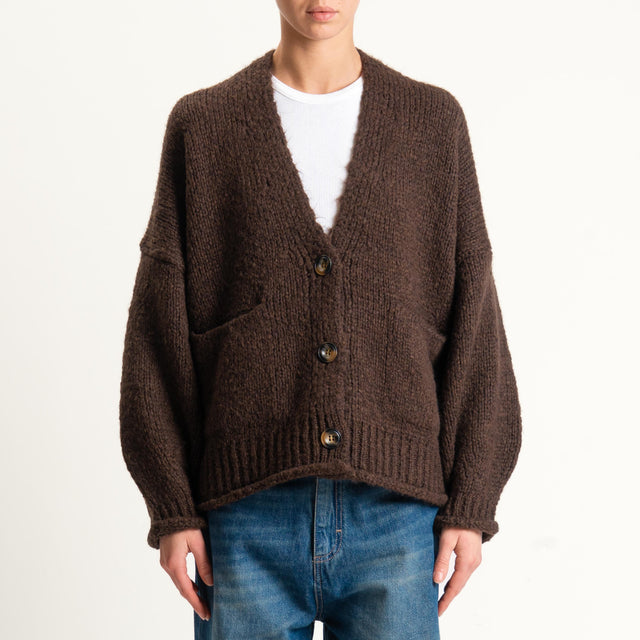 Vicolo-Cardigan misto alpaca con tasche - moro
