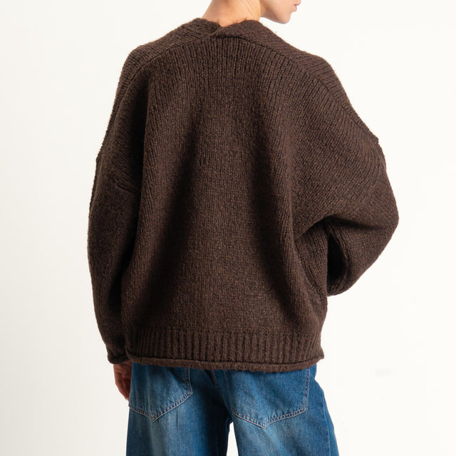 Vicolo-Cardigan misto alpaca con tasche - moro