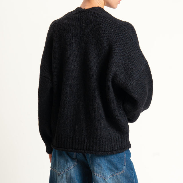 Vicolo-Cardigan misto alpaca con tasche - nero