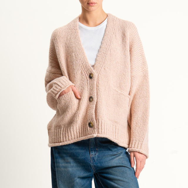 Vicolo-Cardigan misto alpaca con tasche - rosa