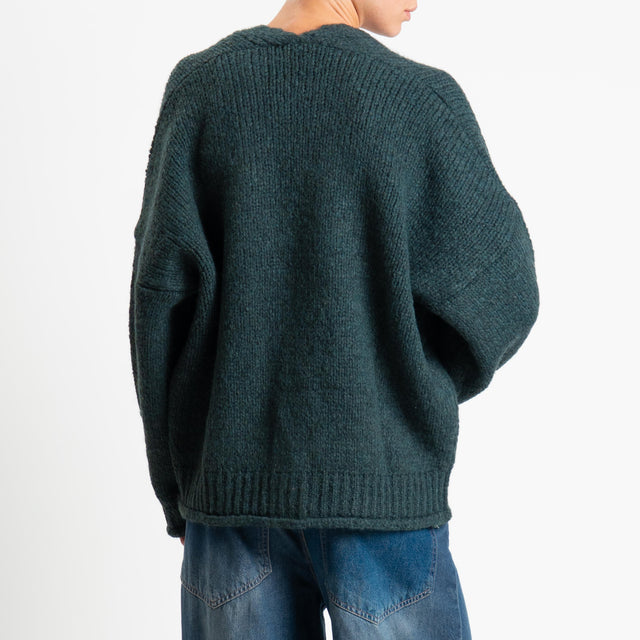 Vicolo-Cardigan misto alpaca con tasche - verde bottiglia