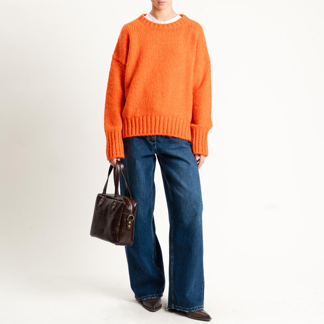 Vicolo-Maglia girocollo bordi a coste misto lana - orange