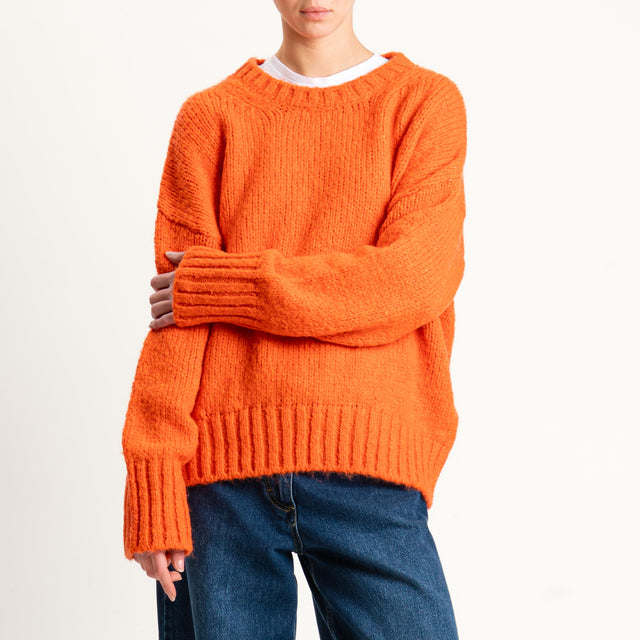 Vicolo-Maglia girocollo bordi a coste misto lana - orange