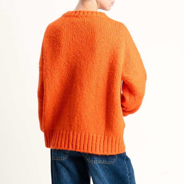 Vicolo-Maglia girocollo bordi a coste misto lana - orange
