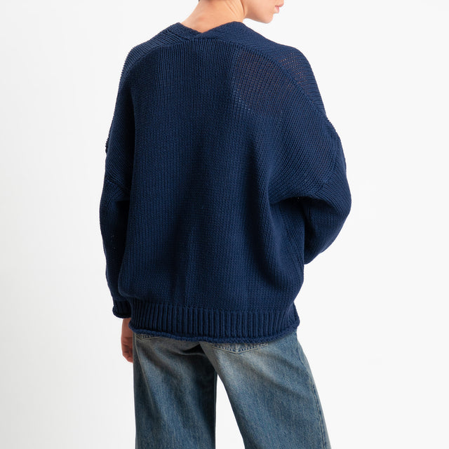 Vicolo-Cardigan bottoni con tasche - blu