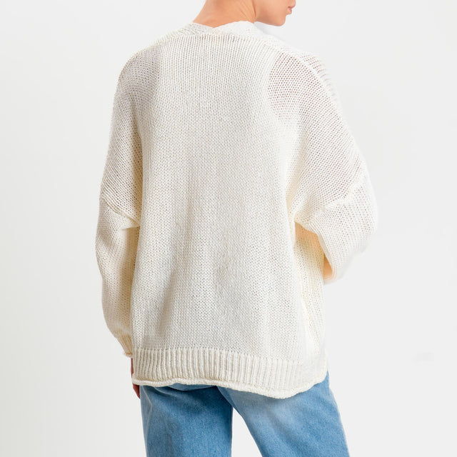 Vicolo-Cardigan bottoni con tasche - burro