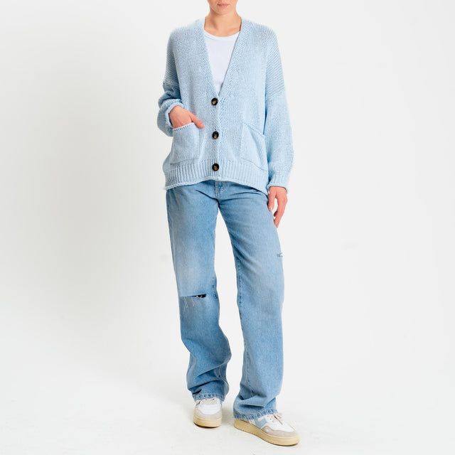 Vicolo-Cardigan bottoni con tasche - cielo