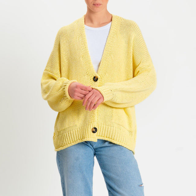 Vicolo-Cardigan bottoni con tasche - yellow