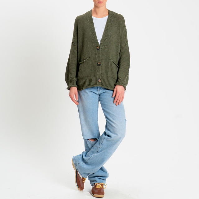 Vicolo-Cardigan bottoni con tasche - militare