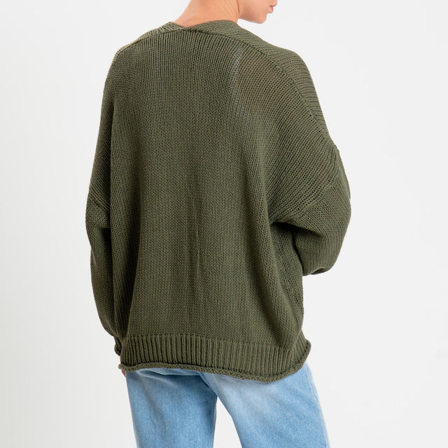 Vicolo-Cardigan bottoni con tasche - militare