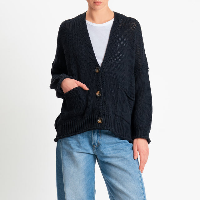 Vicolo-Cardigan bottoni con tasche - nero