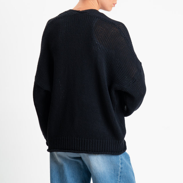 Vicolo-Cardigan bottoni con tasche - nero