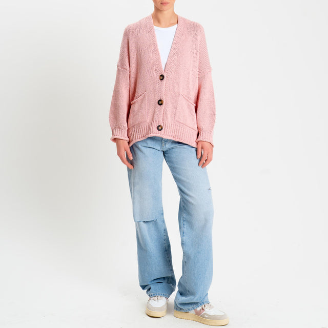 Vicolo-Cardigan bottoni con tasche - rosa