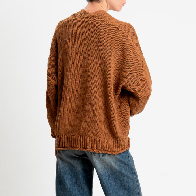 Vicolo-Cardigan bottoni con tasche - cuoio