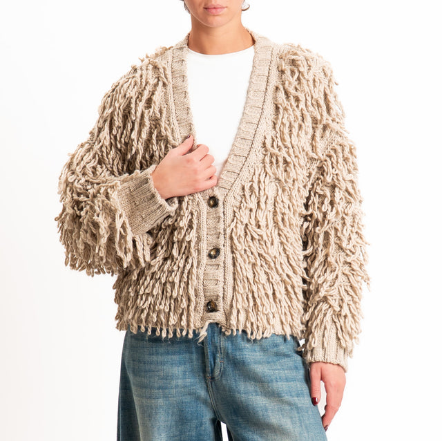 Vicolo-Cardigan misto lana effetto mongolia - beige