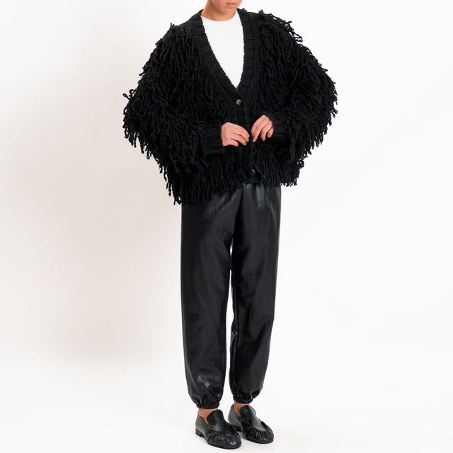 Vicolo-Cardigan misto lana effetto mongolia - Nero