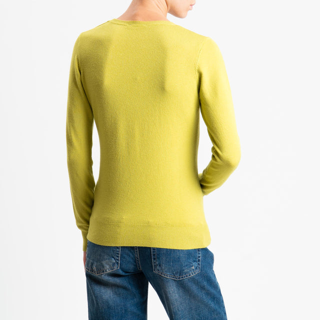 Vicolo-Maglia girocollo bordi a coste - olio