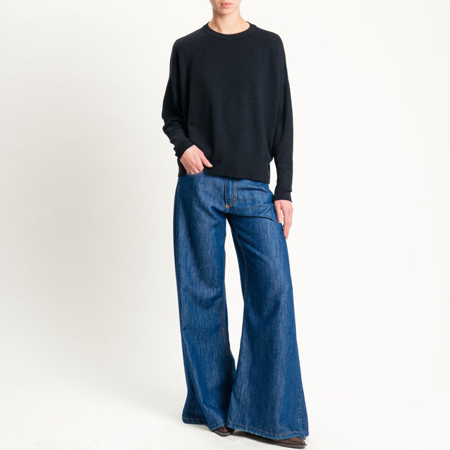 Vicolo-Maglia scatola girocollo - nero