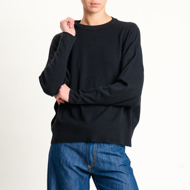 Vicolo-Maglia scatola girocollo - nero