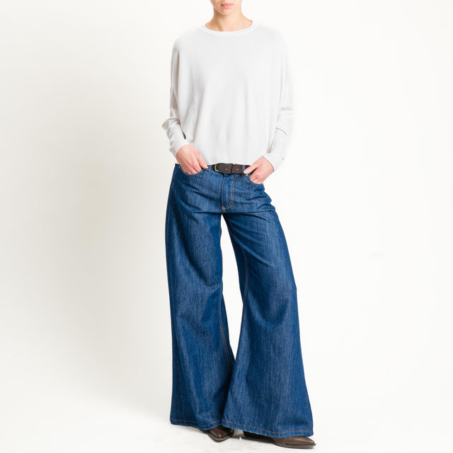 Vicolo-Maglia scatola girocollo - latte