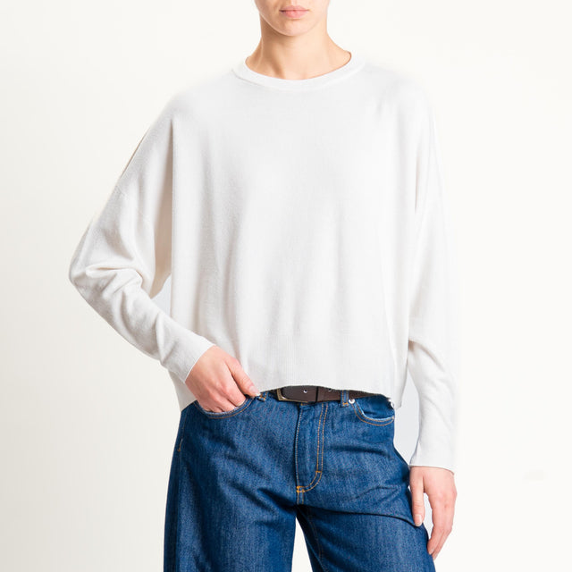 Vicolo-Maglia scatola girocollo - latte