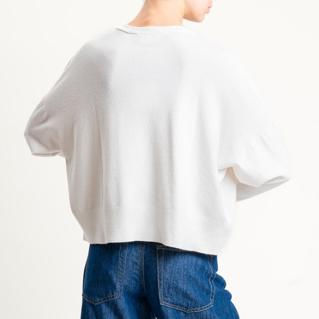 Vicolo-Maglia scatola girocollo - latte