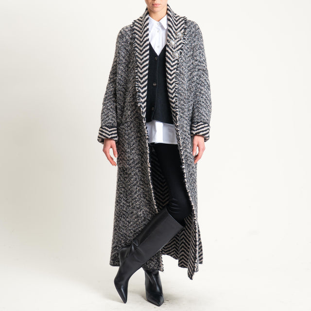 Vicolo-Cappotto misto lana con spille - beige/nero