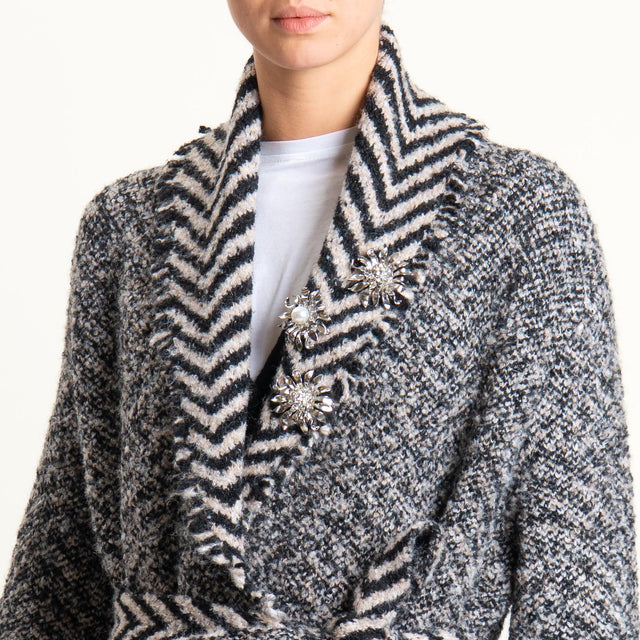 Vicolo-Cappotto misto lana con spille - beige/nero