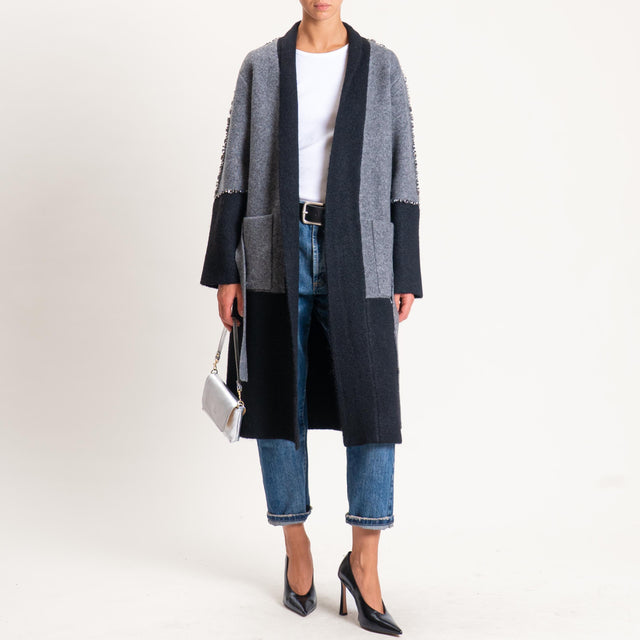 Vicolo-Cappotto in maglia con applicazioni - grigio/nero