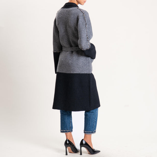 Vicolo-Cappotto in maglia con applicazioni - grigio/nero