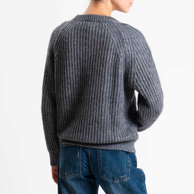 Vicolo-Maglia mohair coste inglesi - antracite