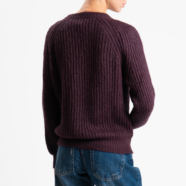 Vicolo-Maglia mohair coste inglesi - melanzana