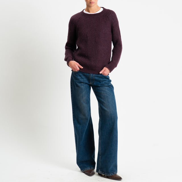 Vicolo-Maglia mohair coste inglesi - melanzana