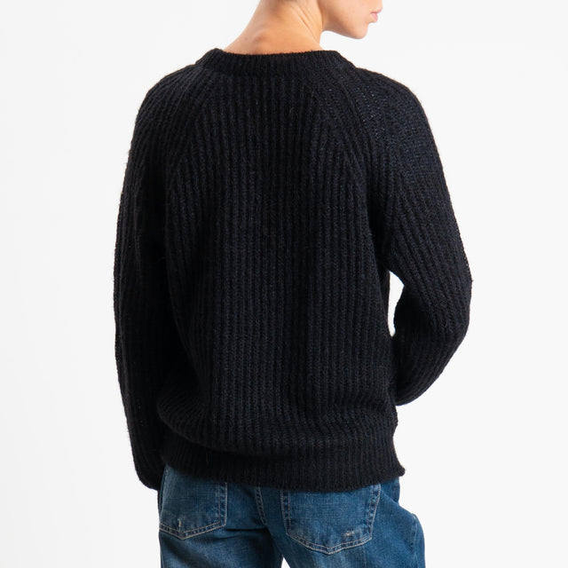Vicolo-Maglia mohair coste inglesi - Nero