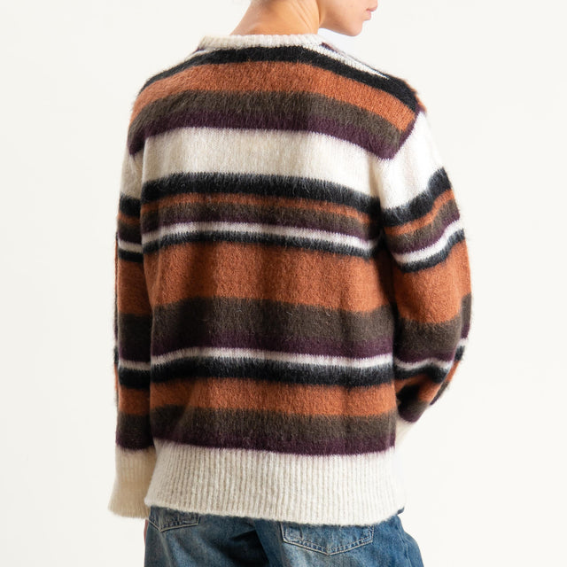 Vicolo-Maglia mohair a righe - burro/cuoio/vino