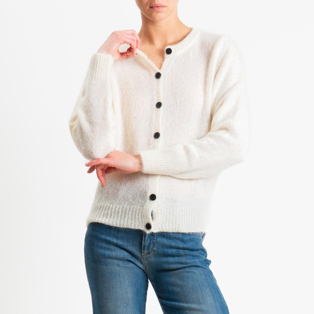 Vicolo-Cardigan rebecchina misto alpaca - latte