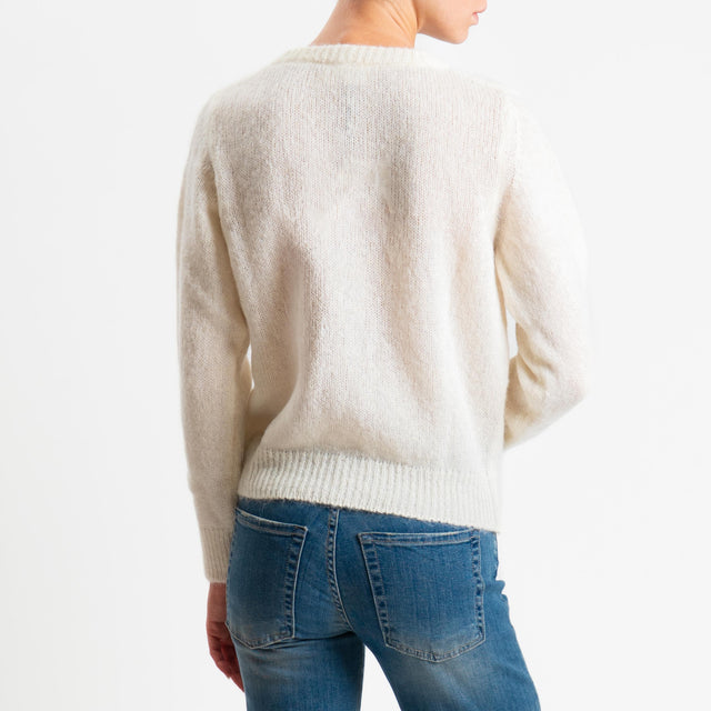 Vicolo-Cardigan rebecchina misto alpaca - latte