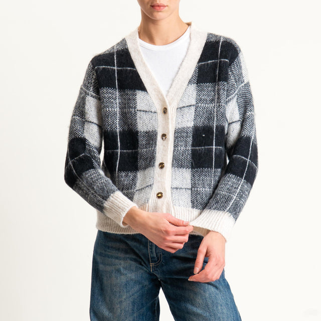 Vicolo-Gilet misto lana bottoni dorati - burro/nero