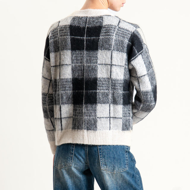 Vicolo-Gilet misto lana bottoni dorati - burro/nero