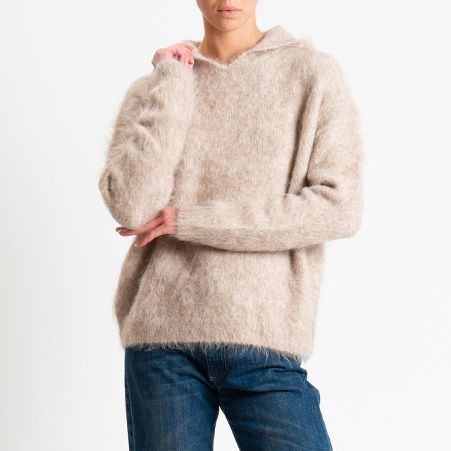Vicolo-Maglia misto alpaca con cappuccio - beige