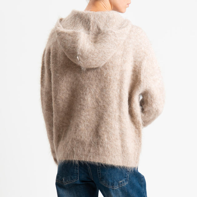 Vicolo-Maglia misto alpaca con cappuccio - beige