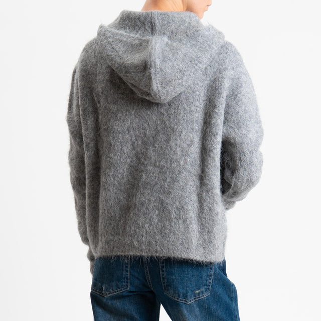 Vicolo-Maglia misto alpaca con cappuccio - grigio