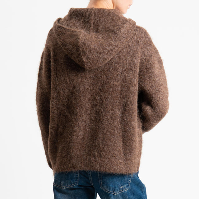 Vicolo-Maglia misto alpaca con cappuccio - moro