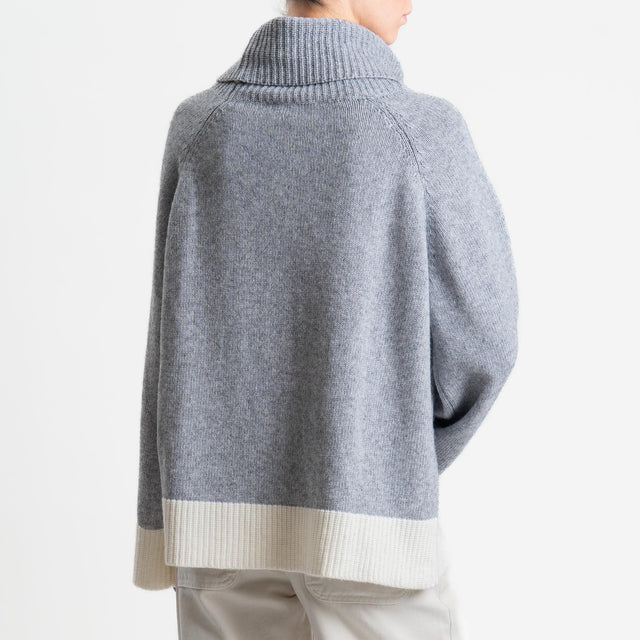 Vicolo-Maglia bicolore collo ad anello misto cashmere - grigio/latte