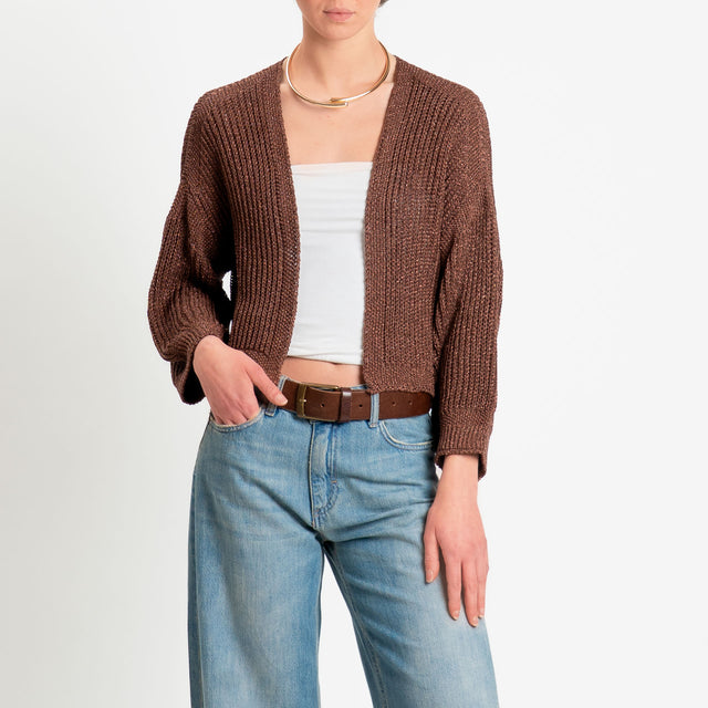 Vicolo-Cardigan crop costa inglese filo lurex - moro