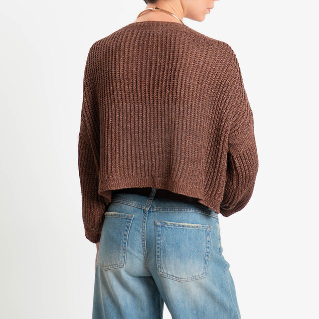 Vicolo-Cardigan crop costa inglese filo lurex - moro