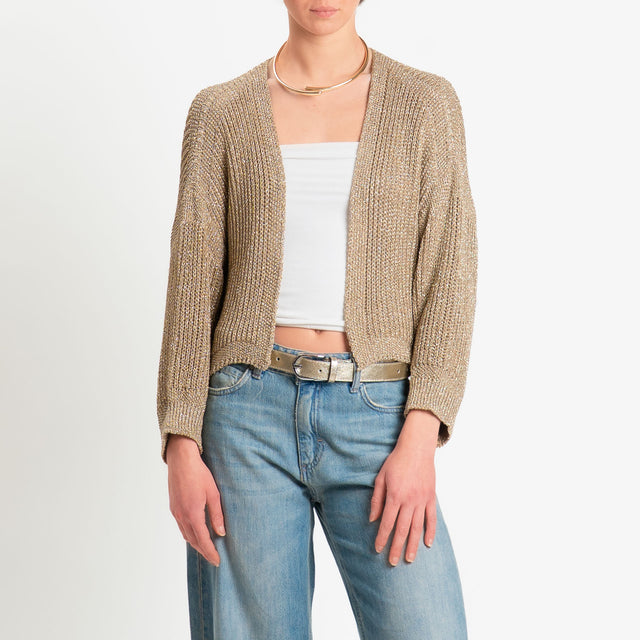 Vicolo-Cardigan crop costa inglese filo lurex - oro
