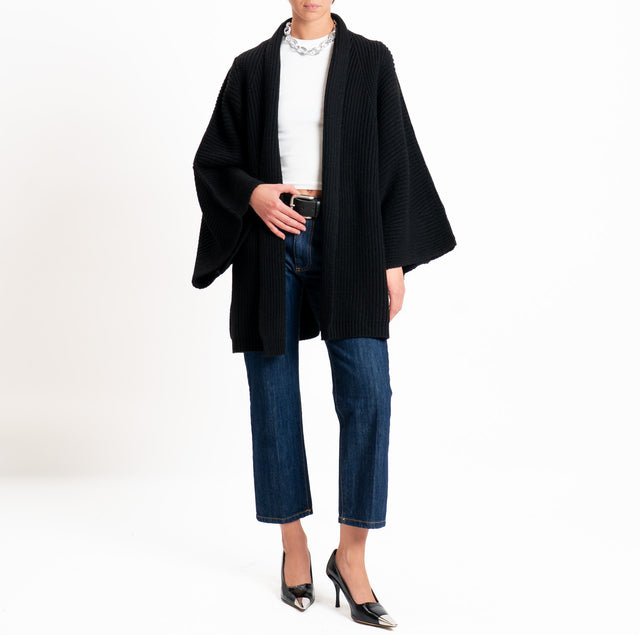 Vicolo-Cardigan a coste misto alpaca - nero