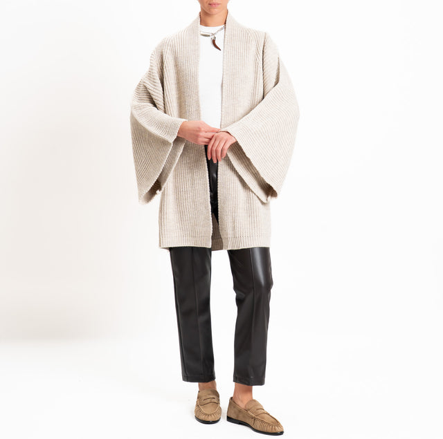 Vicolo-Cardigan a coste misto alpaca - beige
